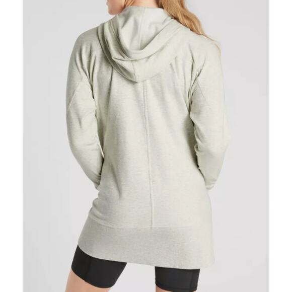 Athleta SP Small Petite Fog Heather Grey Triumph Long Hoodie Jacket Full Zip - Picture 13 of 14